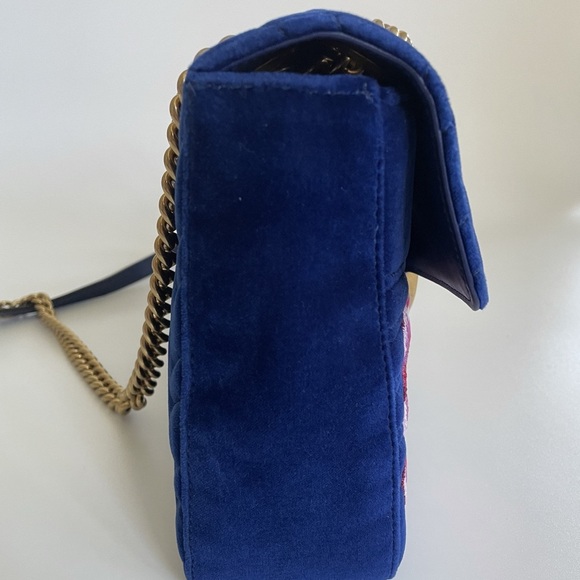 GUCCI | MARMONT MED. VELVET BAG | BLUE - Picture 7 of 14